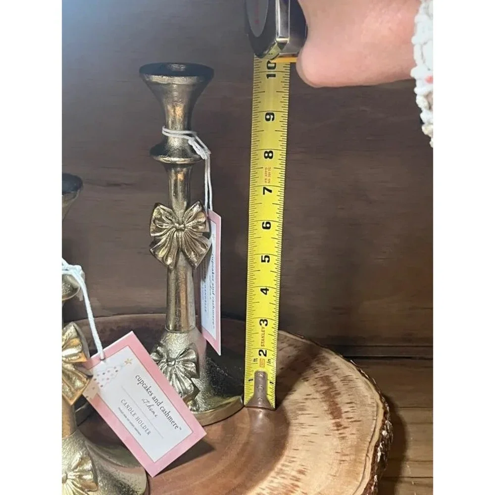 Gold Bow Candlestick Holders Set of 3 NWT  Cupcakes and Cashmere